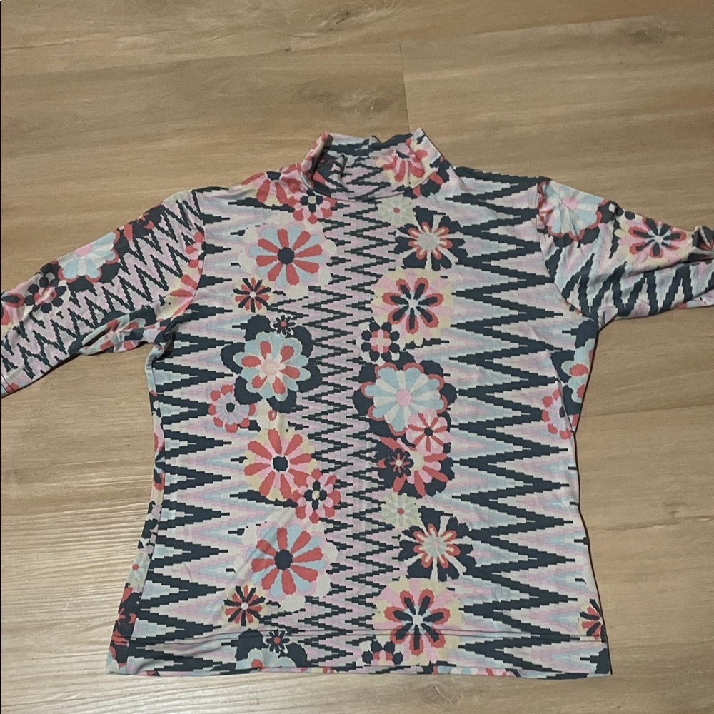 Floral and Geometric Long Sleeve Women's Top